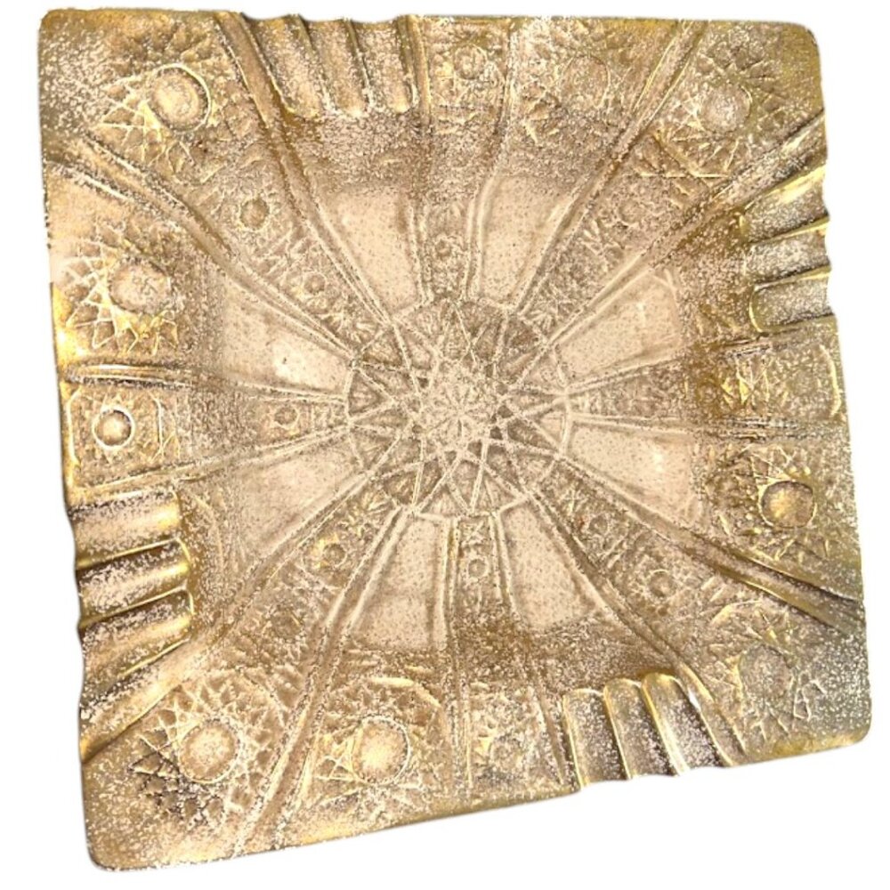 Vintage MCM Pink & Gold USA Pottery Large Ashtray